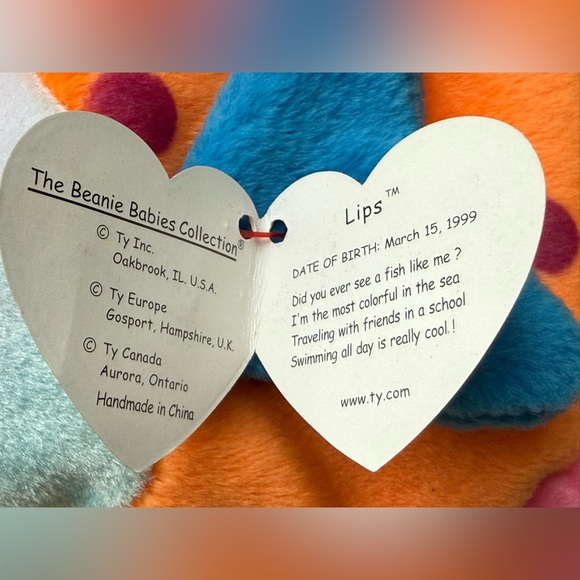 Lips The Fish Ty Beanie Baby Rare Look Retired W/ Errors - Picture 3 of 7